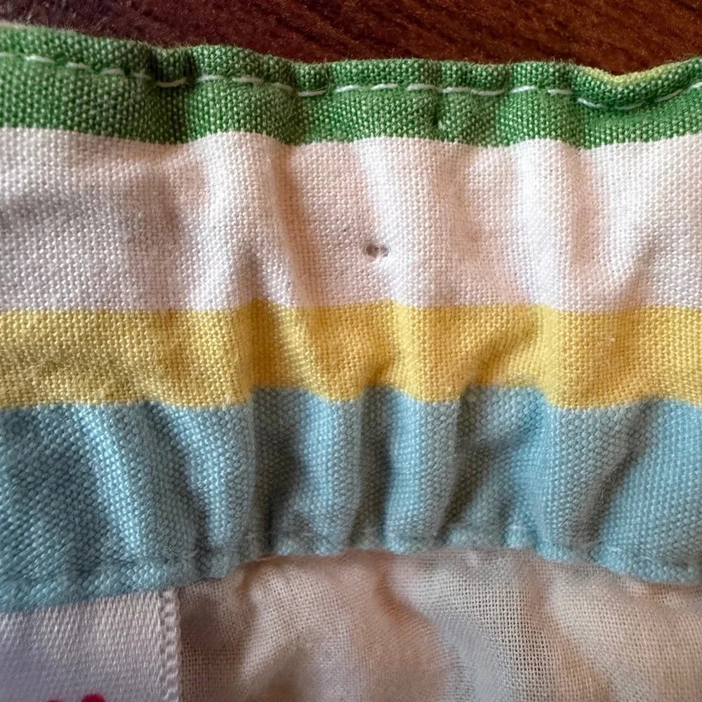 Gymboree Girls Multi Color Striped Shorts Flower Button Green Blue Yellow Size 7
